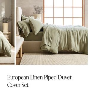 Quince European Linen Piped Duvet Set